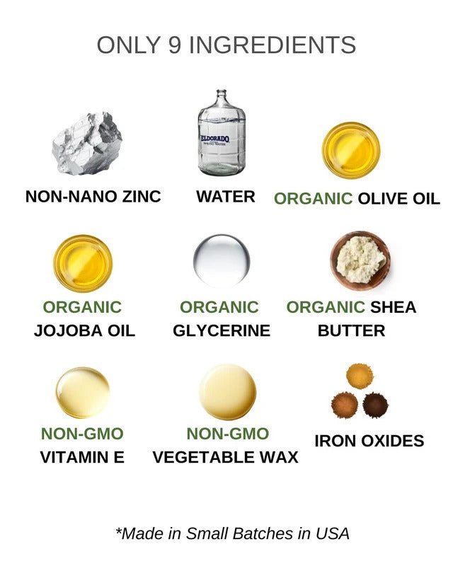 Organic Tinted Face Moisturizer + SPF 30 – 9 Ingredients – No White Cast – Daily Mineral Protection – 2 oz